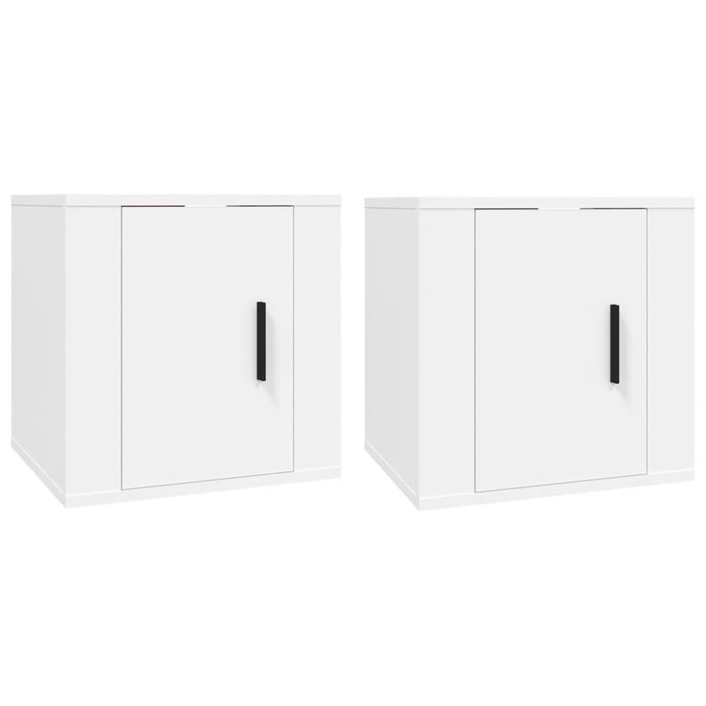 vidaXL Dulapuri TV montate pe perete, 2 buc., alb, 40x34,5x40 cm
