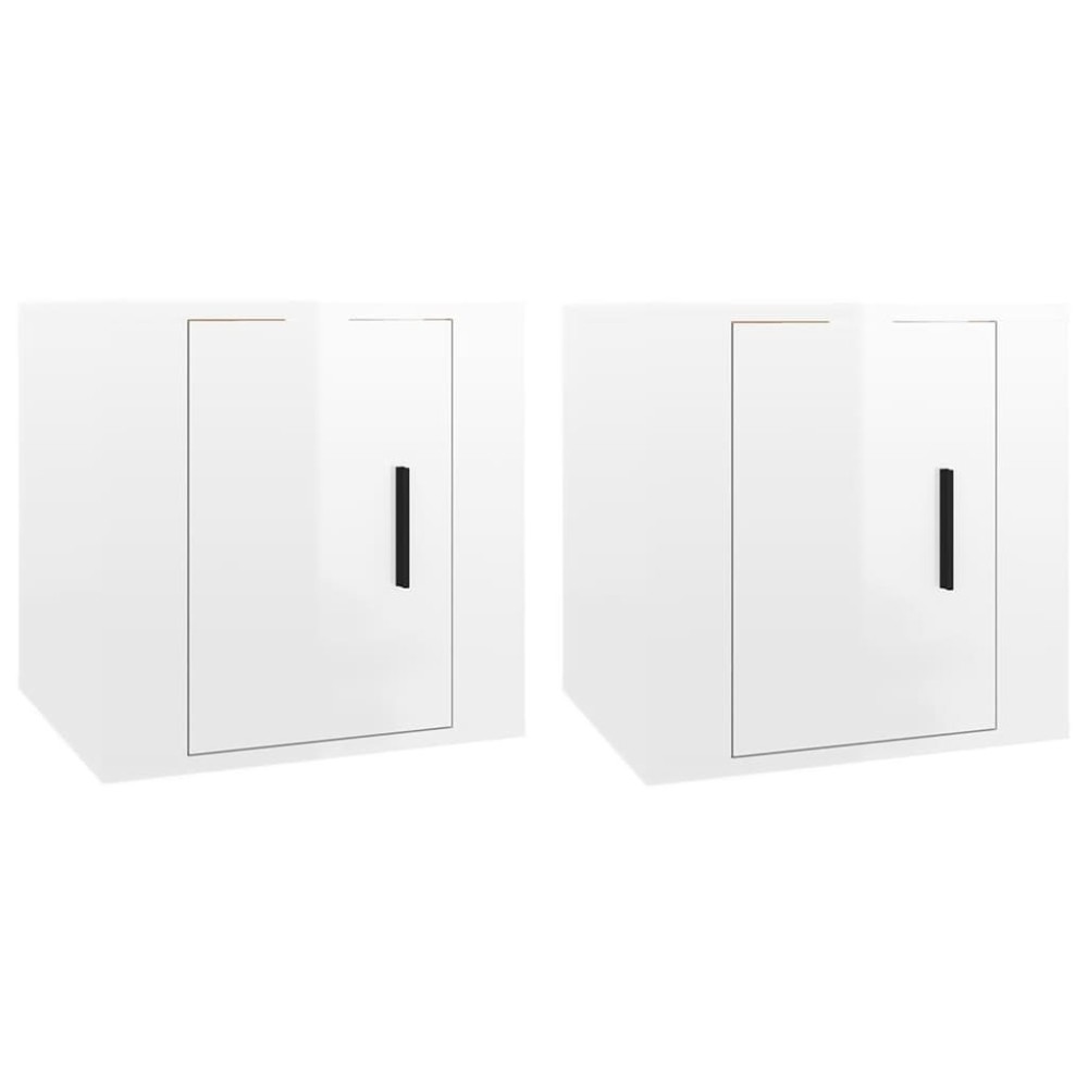 vidaXL Dulapuri TV montate perete 2 buc. alb extralucios 40x34,5x40 cm