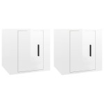 vidaXL Dulapuri TV montate perete 2 buc. alb extralucios 40x34,5x40 cm vidaXL Dulapuri TV montate perete 2 buc. alb extralucios 40x34,5x40 cm