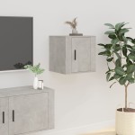 vidaXL Dulapuri TV montate pe perete, 2 buc., gri beton, 40x34,5x40 cm vidaXL Dulapuri TV montate pe perete, 2 buc., gri beton, 40x34,5x40 cm