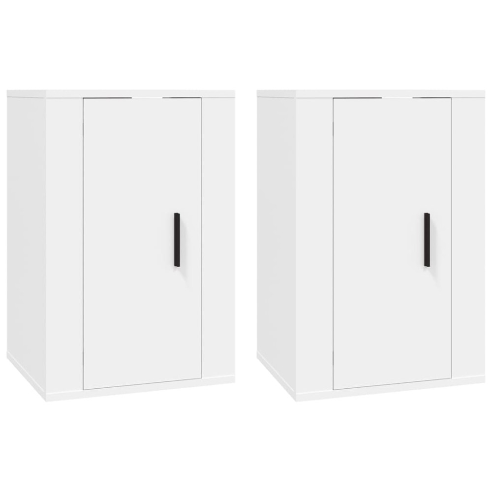 vidaXL Dulapuri TV montate pe perete, 2 buc., alb, 40x34,5x60 cm