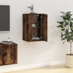 vidaXL Dulap TV montat pe perete, stejar fumuriu, 40x34,5x60 cm