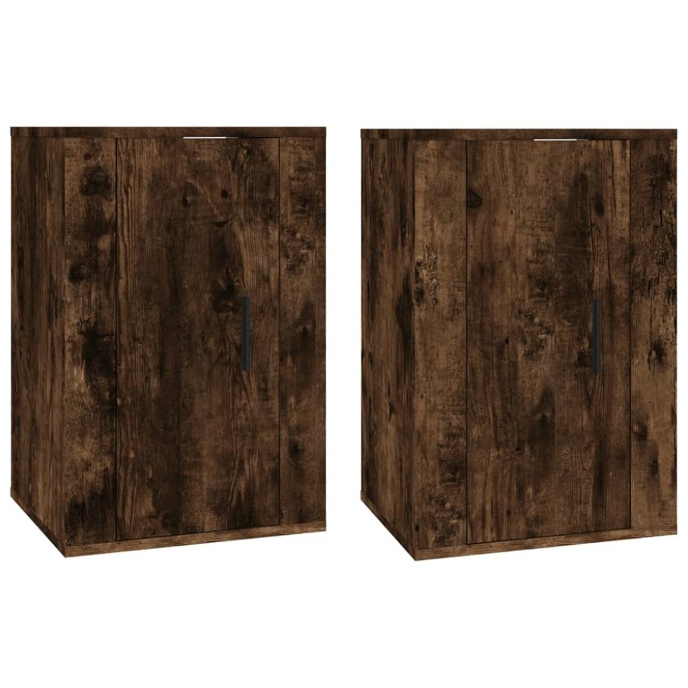 vidaXL Dulapuri TV montaj pe perete 2 buc stejar fumuriu 40x34,5x60 cm