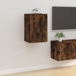 vidaXL Dulapuri TV montaj pe perete 2 buc stejar fumuriu 40x34,5x60 cm