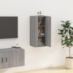 vidaXL Dulap TV montat pe perete, gri sonoma, 40x34,5x80 cm