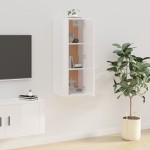 vidaXL Dulap TV montat pe perete, alb extralucios, 40x34,5x100 cm