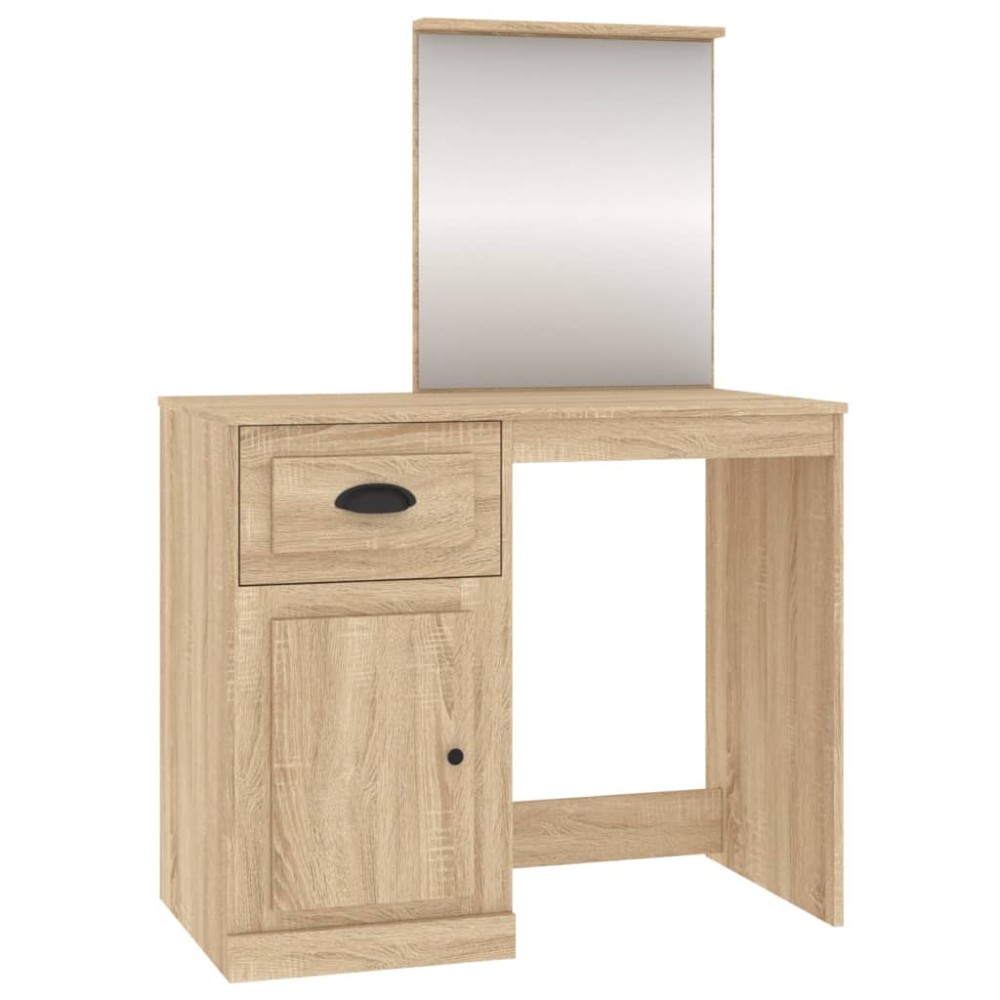 vidaXL Masă de toaletă cu oglindă, stejar sonoma 90x50x132,5 cm lemn