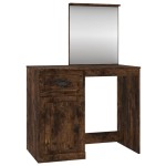 vidaXL Masă de toaletă cu oglindă, stejar fumuriu 90x50x132,5 cm lemn vidaXL Masă de toaletă cu oglindă, stejar fumuriu 90x50x132,5 cm lemn