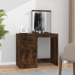 vidaXL Masă de toaletă cu oglindă, stejar fumuriu 90x50x132,5 cm lemn vidaXL Masă de toaletă cu oglindă, stejar fumuriu 90x50x132,5 cm lemn