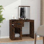 vidaXL Masă de toaletă cu oglindă, stejar fumuriu 90x50x132,5 cm lemn vidaXL Masă de toaletă cu oglindă, stejar fumuriu 90x50x132,5 cm lemn
