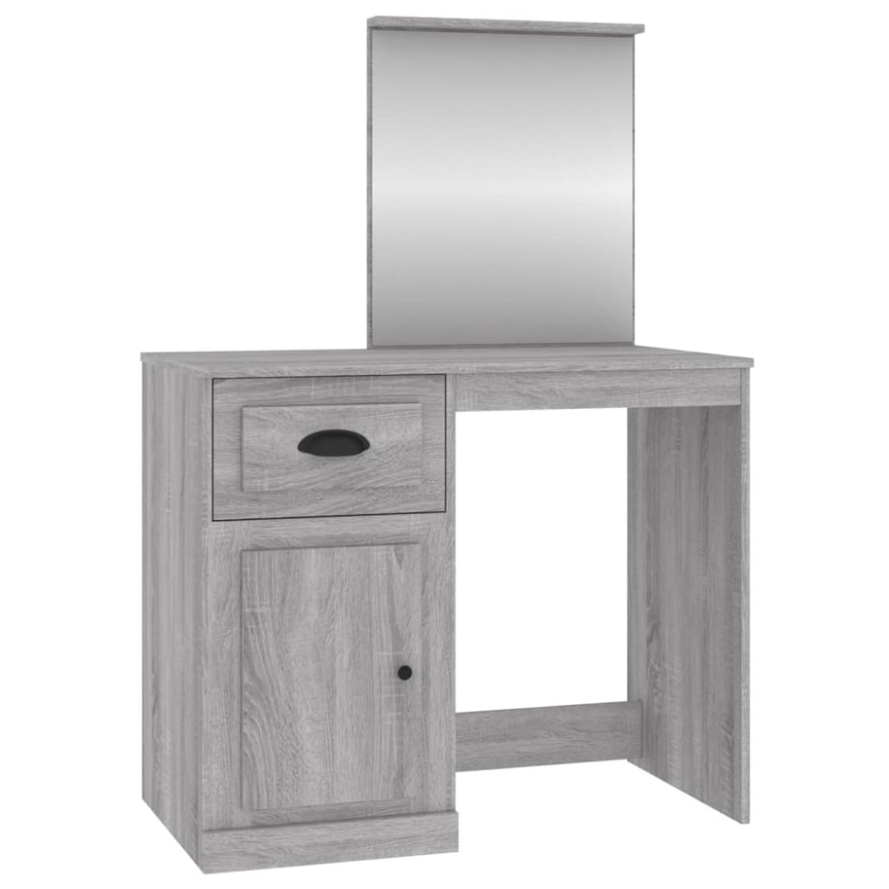 vidaXL Masă de toaletă cu oglindă, gri sonoma 90x50x132,5 cm lemn