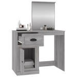 vidaXL Masă de toaletă cu oglindă, gri sonoma 90x50x132,5 cm lemn vidaXL Masă de toaletă cu oglindă, gri sonoma 90x50x132,5 cm lemn