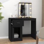 vidaXL Masă de toaletă cu LED, negru, 90x50x132,5 cm, lemn prelucrat vidaXL Masă de toaletă cu LED, negru, 90x50x132,5 cm, lemn prelucrat