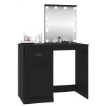 vidaXL Masă de toaletă cu LED, negru, 90x50x132,5 cm, lemn prelucrat vidaXL Masă de toaletă cu LED, negru, 90x50x132,5 cm, lemn prelucrat