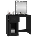 vidaXL Masă de toaletă cu LED, negru, 90x50x132,5 cm, lemn prelucrat vidaXL Masă de toaletă cu LED, negru, 90x50x132,5 cm, lemn prelucrat