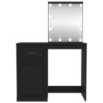 vidaXL Masă de toaletă cu LED, negru, 90x50x132,5 cm, lemn prelucrat vidaXL Masă de toaletă cu LED, negru, 90x50x132,5 cm, lemn prelucrat