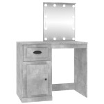 vidaXL Masă de toaletă cu LED, gri beton, 90x50x132,5 cm lemn compozit