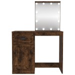 vidaXL Masă de toaletă cu LED, stejar fumuriu 90x50x132,5 cm lemn vidaXL Masă de toaletă cu LED, stejar fumuriu 90x50x132,5 cm lemn