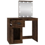 vidaXL Masă de toaletă cu LED, stejar fumuriu 90x50x132,5 cm lemn vidaXL Masă de toaletă cu LED, stejar fumuriu 90x50x132,5 cm lemn