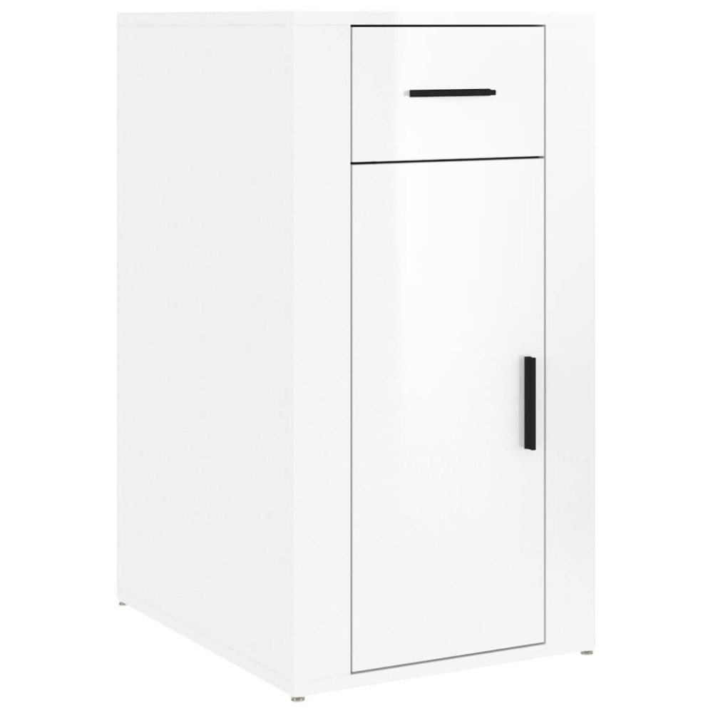 vidaXL Birou, alb extralucios, 40x49x75 cm, lemn prelucrat