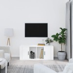 vidaXL Comodă TV, alb, 100x35x40 cm, lemn prelucrat vidaXL Comodă TV, alb, 100x35x40 cm, lemn prelucrat