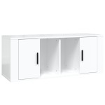 vidaXL Comodă TV, alb extralucios, 100x35x40 cm, lemn prelucrat