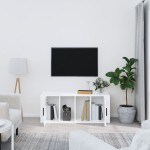 vidaXL Comodă TV, alb extralucios, 100x35x40 cm, lemn prelucrat