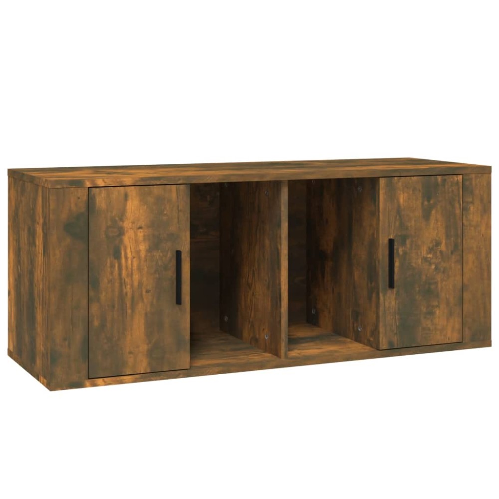 vidaXL Comodă TV, stejar fumuriu, 100x35x40 cm, lemn prelucrat