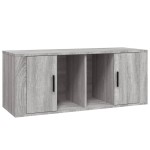vidaXL Comodă TV, gri sonoma, 100x35x40 cm, lemn prelucrat vidaXL Comodă TV, gri sonoma, 100x35x40 cm, lemn prelucrat