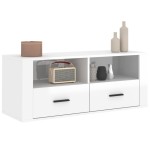 vidaXL Comodă TV, alb extralucios, 100x35x40 cm, lemn prelucrat