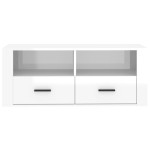 vidaXL Comodă TV, alb extralucios, 100x35x40 cm, lemn prelucrat