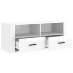 vidaXL Comodă TV, alb extralucios, 100x35x40 cm, lemn prelucrat