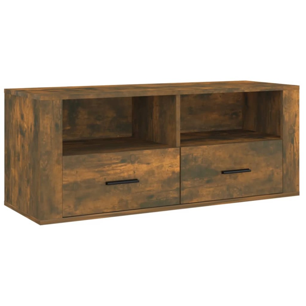 vidaXL Comodă TV, stejar fumuriu, 100x35x40 cm, lemn prelucrat