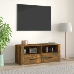 vidaXL Comodă TV, stejar fumuriu, 100x35x40 cm, lemn prelucrat vidaXL Comodă TV, stejar fumuriu, 100x35x40 cm, lemn prelucrat