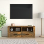 vidaXL Comodă TV, stejar fumuriu, 100x35x40 cm, lemn prelucrat vidaXL Comodă TV, stejar fumuriu, 100x35x40 cm, lemn prelucrat