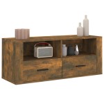 vidaXL Comodă TV, stejar fumuriu, 100x35x40 cm, lemn prelucrat vidaXL Comodă TV, stejar fumuriu, 100x35x40 cm, lemn prelucrat