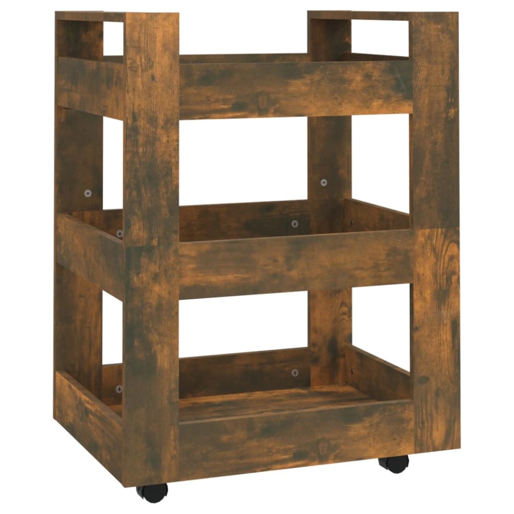 vidaXL Cărucior de bucătărie stejar fumuriu 60x45x80 cm lemn prelucrat