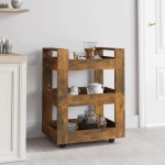 vidaXL Cărucior de bucătărie stejar fumuriu 60x45x80 cm lemn prelucrat vidaXL Cărucior de bucătărie stejar fumuriu 60x45x80 cm lemn prelucrat