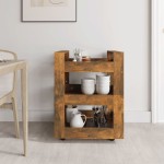 vidaXL Cărucior de bucătărie stejar fumuriu 60x45x80 cm lemn prelucrat vidaXL Cărucior de bucătărie stejar fumuriu 60x45x80 cm lemn prelucrat
