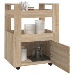 vidaXL Cărucior de bucătărie stejar sonoma 60x45x80 cm lemn prelucrat vidaXL Cărucior de bucătărie stejar sonoma 60x45x80 cm lemn prelucrat