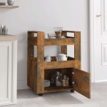 vidaXL Cărucior de bucătărie stejar fumuriu 60x45x80 cm lemn prelucrat vidaXL Cărucior de bucătărie stejar fumuriu 60x45x80 cm lemn prelucrat