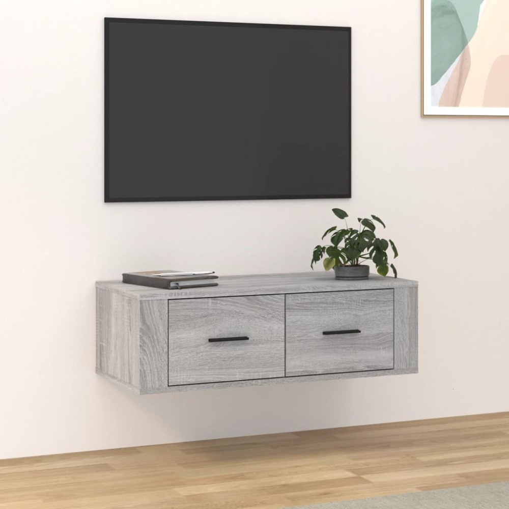 vidaXL Dulap TV suspendat, gri sonoma, 80x36x25 cm, lemn prelucrat