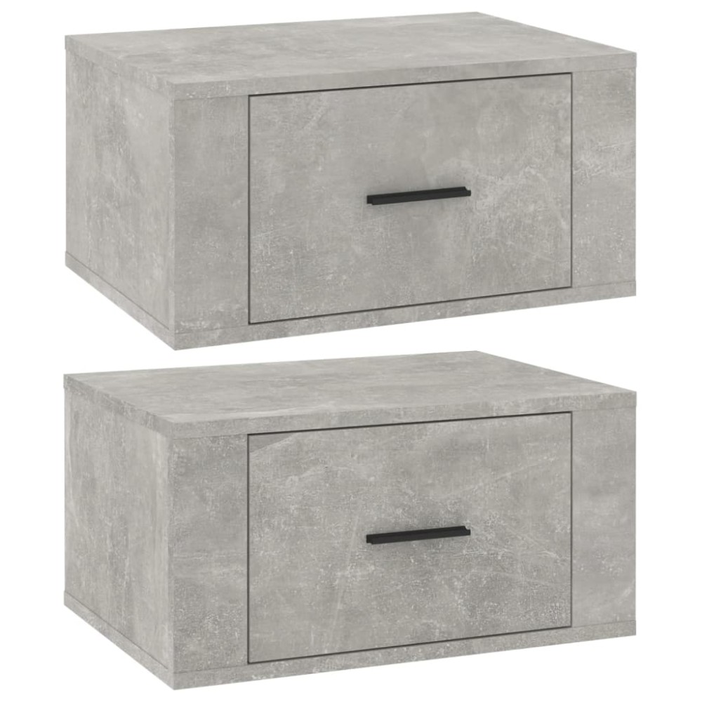 vidaXL Noptiere de perete, 2 buc., gri beton, 50x36x25 cm