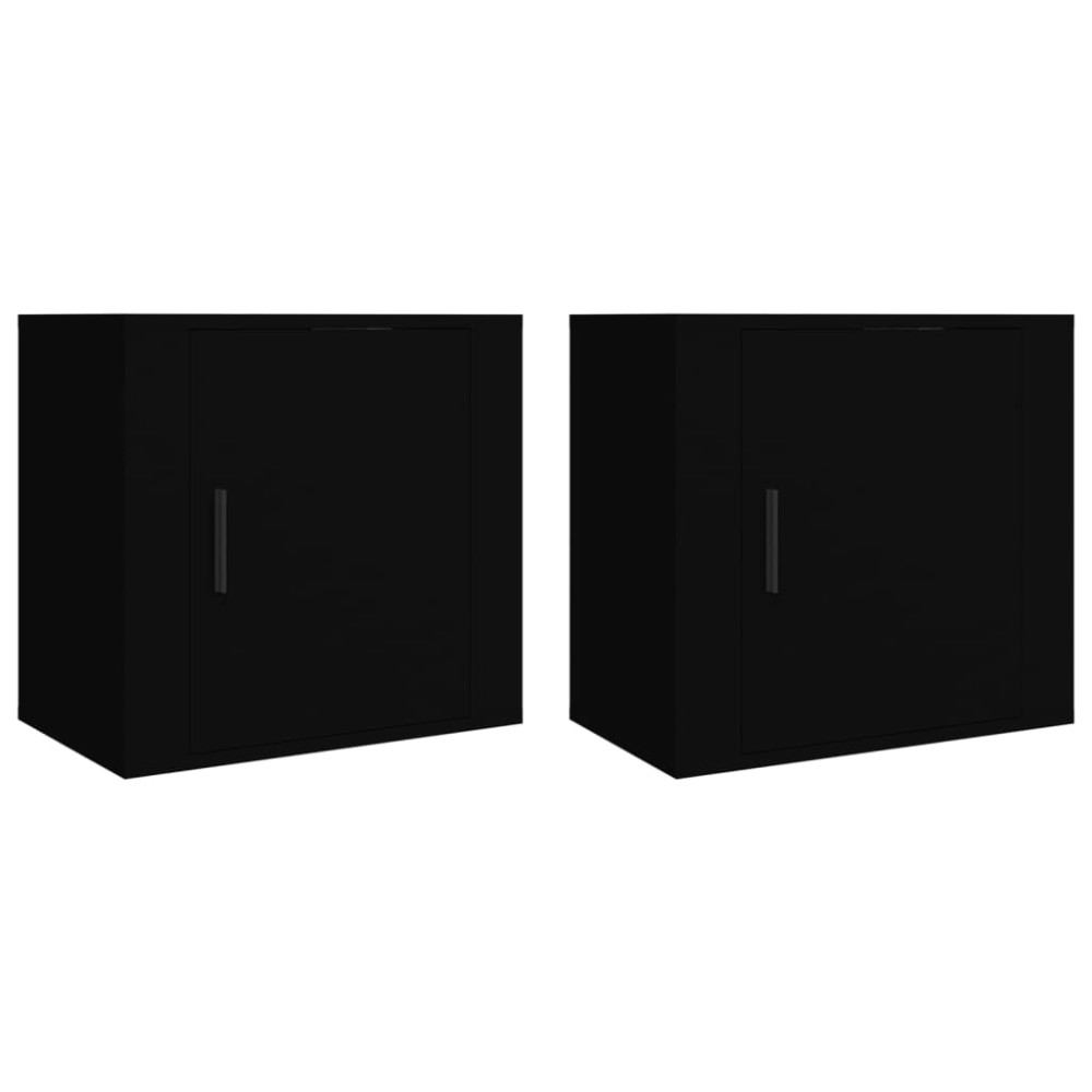 vidaXL Noptiere de perete, 2 buc., negru, 50x30x47 cm