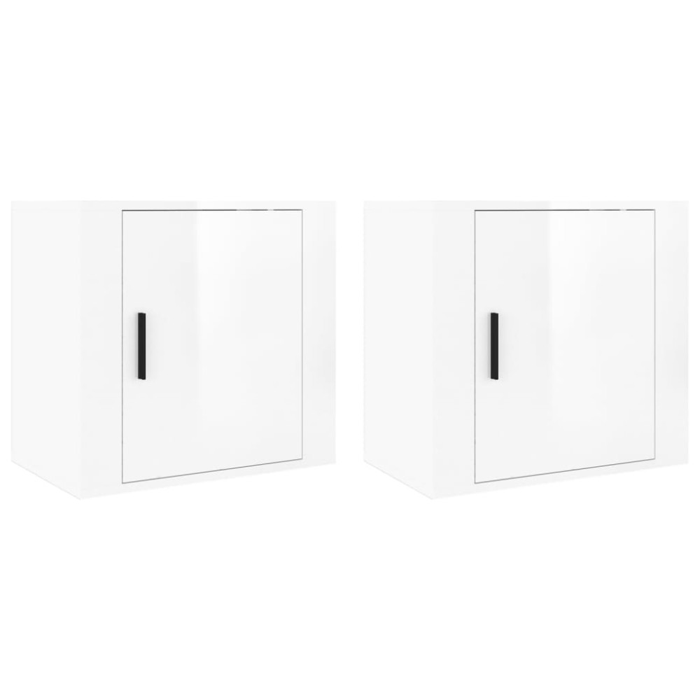 vidaXL Noptiere de perete, 2 buc., alb extralucios, 50x30x47 cm