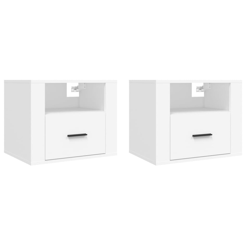 vidaXL Noptiere de perete, 2 buc., alb, 50x36x40 cm