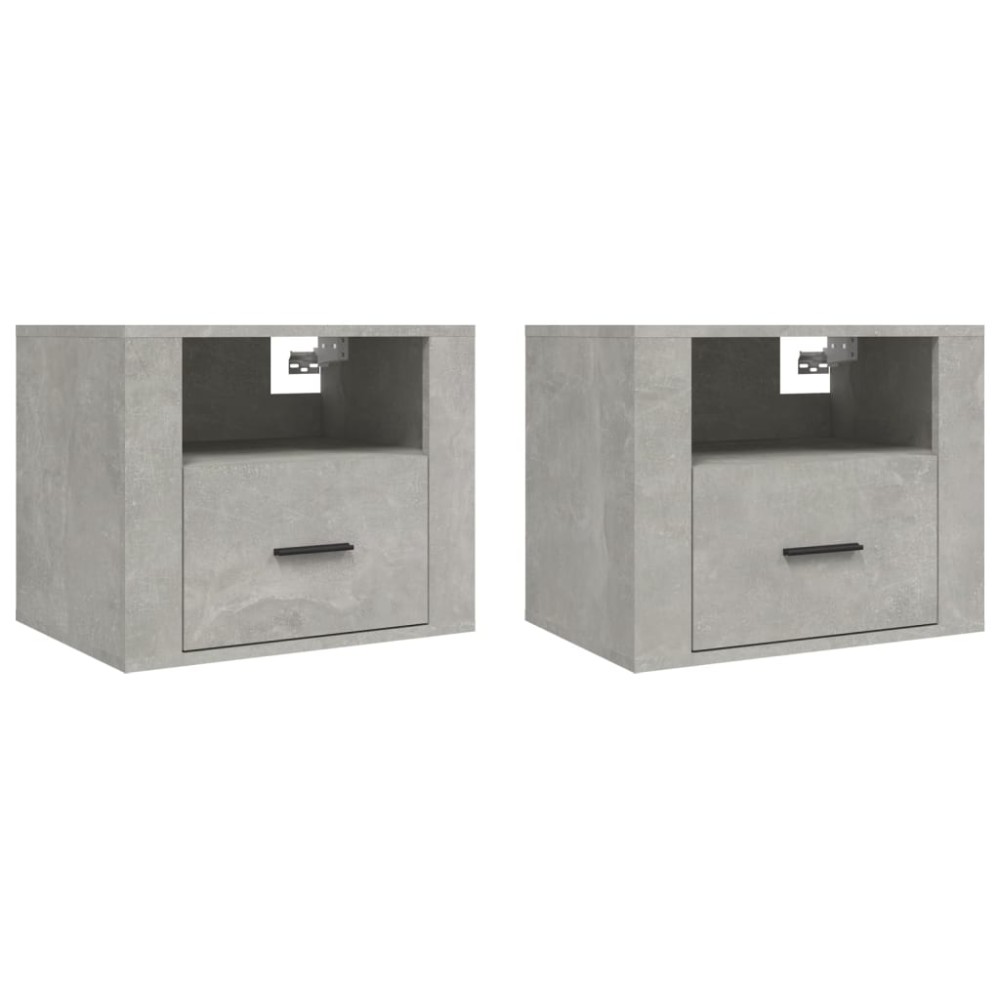 vidaXL Noptiere de perete, 2 buc., gri beton, 50x36x40 cm