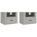 vidaXL Noptiere de perete, 2 buc., gri beton, 50x36x40 cm