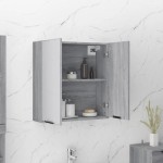 vidaXL Dulap de baie cu oglindă, gri sonoma, 64x20x67 cm