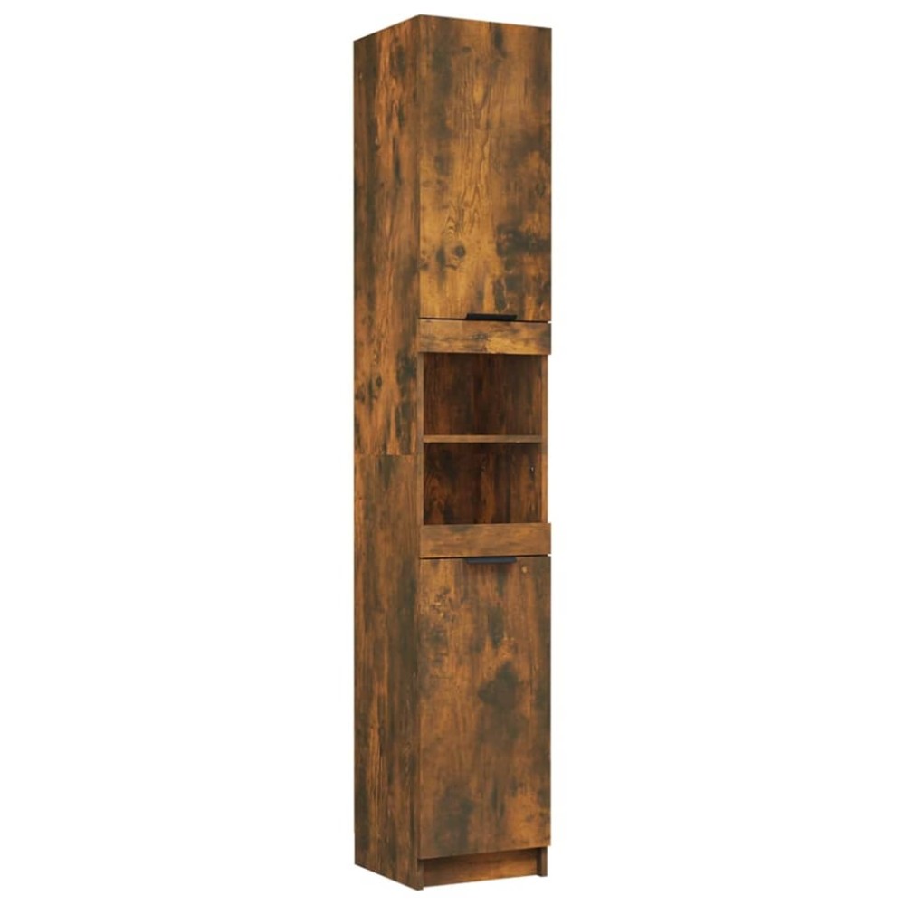 vidaXL Dulap de baie, stejar fumuriu, 32x34x188,5 cm, lemn prelucrat